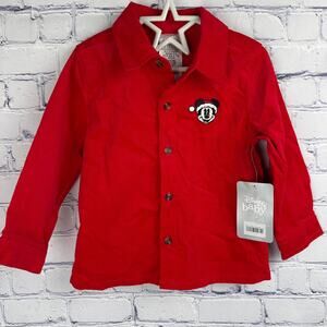 NWT Disney Baby Mickey Mouse Santa Christmas Corduroy Shirt Red 18-24 month